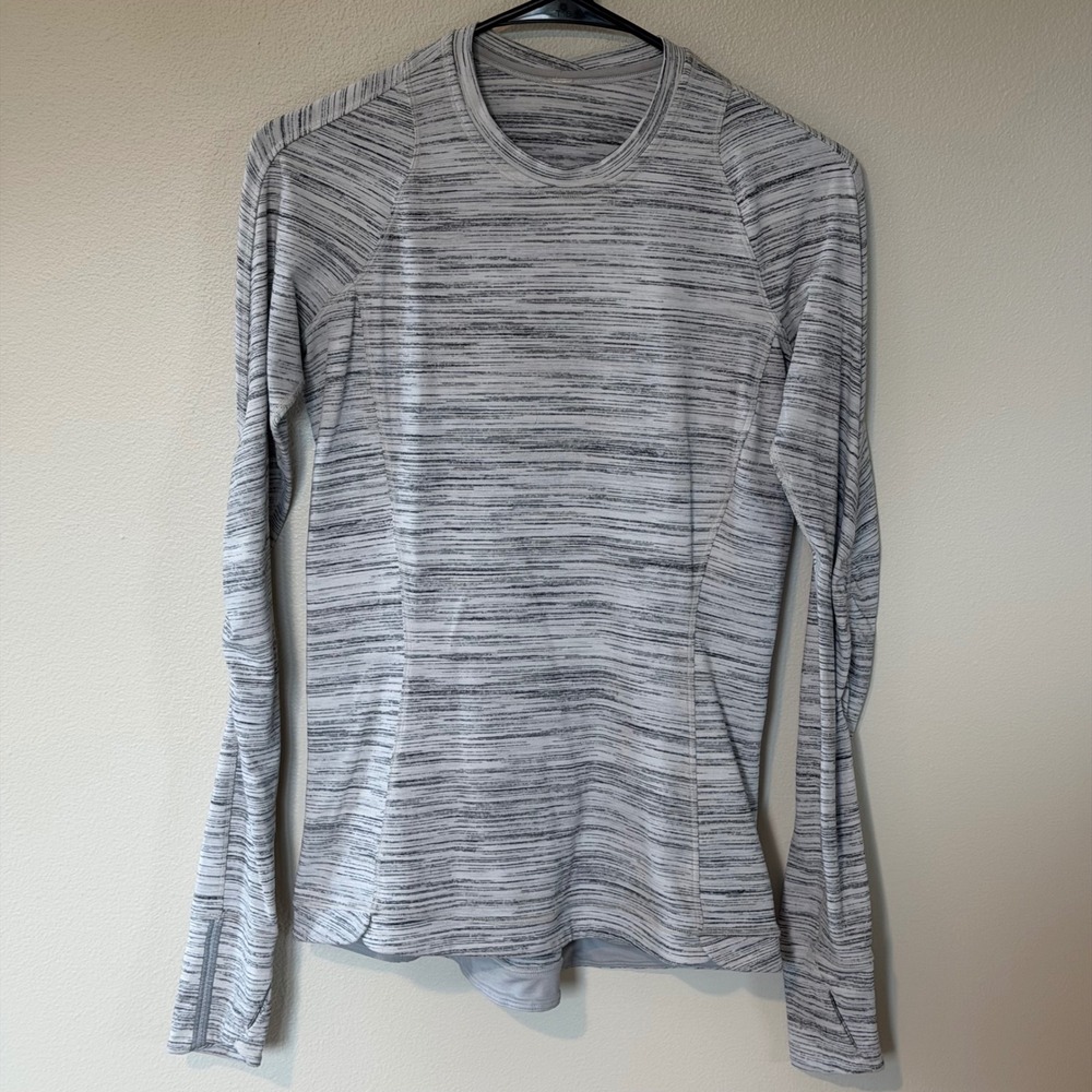 Lululemon Long Sleeve Shirt Reflective Gray White 6